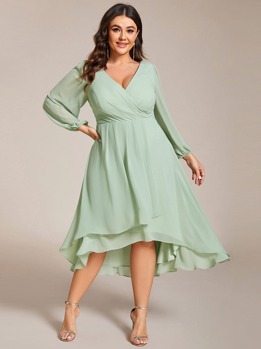 Regal Long Sleeve Empire Waist Chiffon Wedding Guest Dress