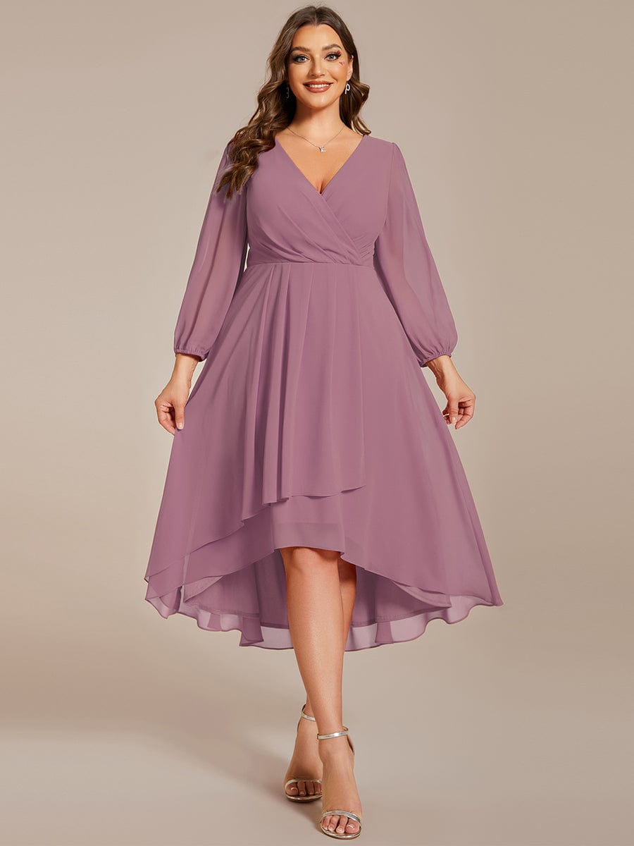 Regal Long Sleeve Empire Waist Chiffon Wedding Guest Dress