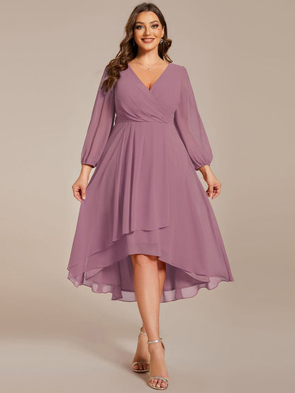Regal Long Sleeve Empire Waist Chiffon Wedding Guest Dress