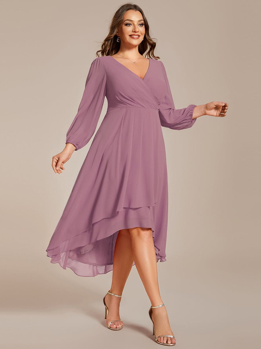 Regal Long Sleeve Empire Waist Chiffon Wedding Guest Dress