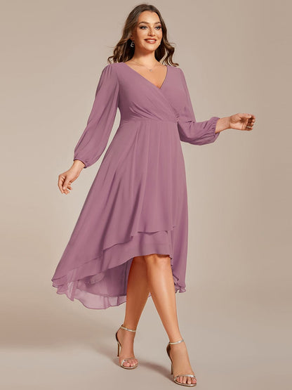 Regal Long Sleeve Empire Waist Chiffon Wedding Guest Dress