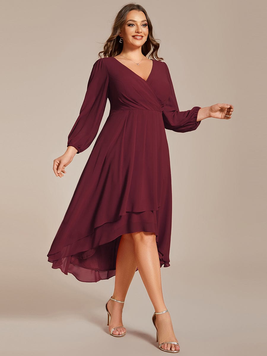 Regal Long Sleeve Empire Waist Chiffon Wedding Guest Dress