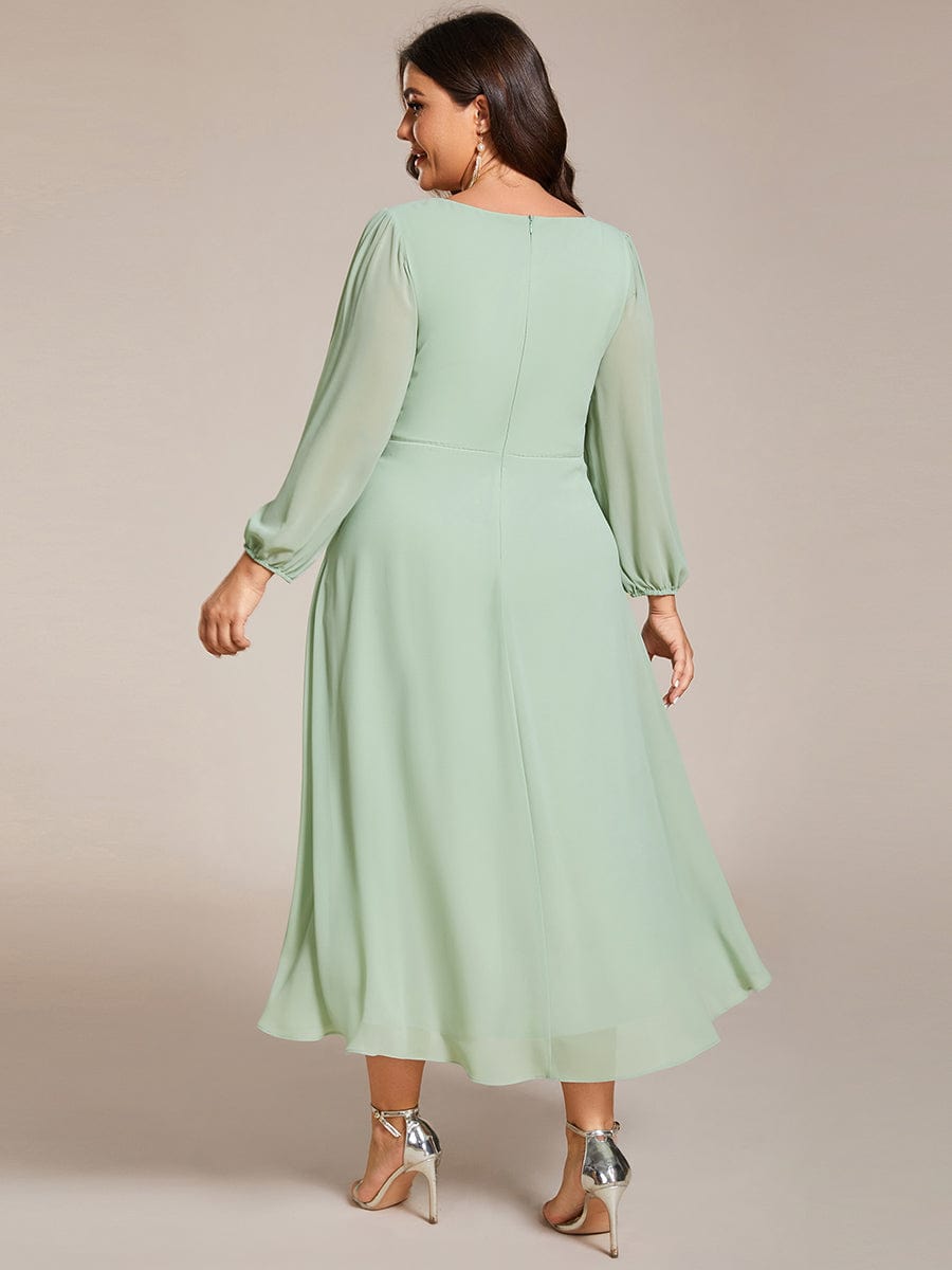 Regal Long Sleeve Empire Waist Chiffon Wedding Guest Dress
