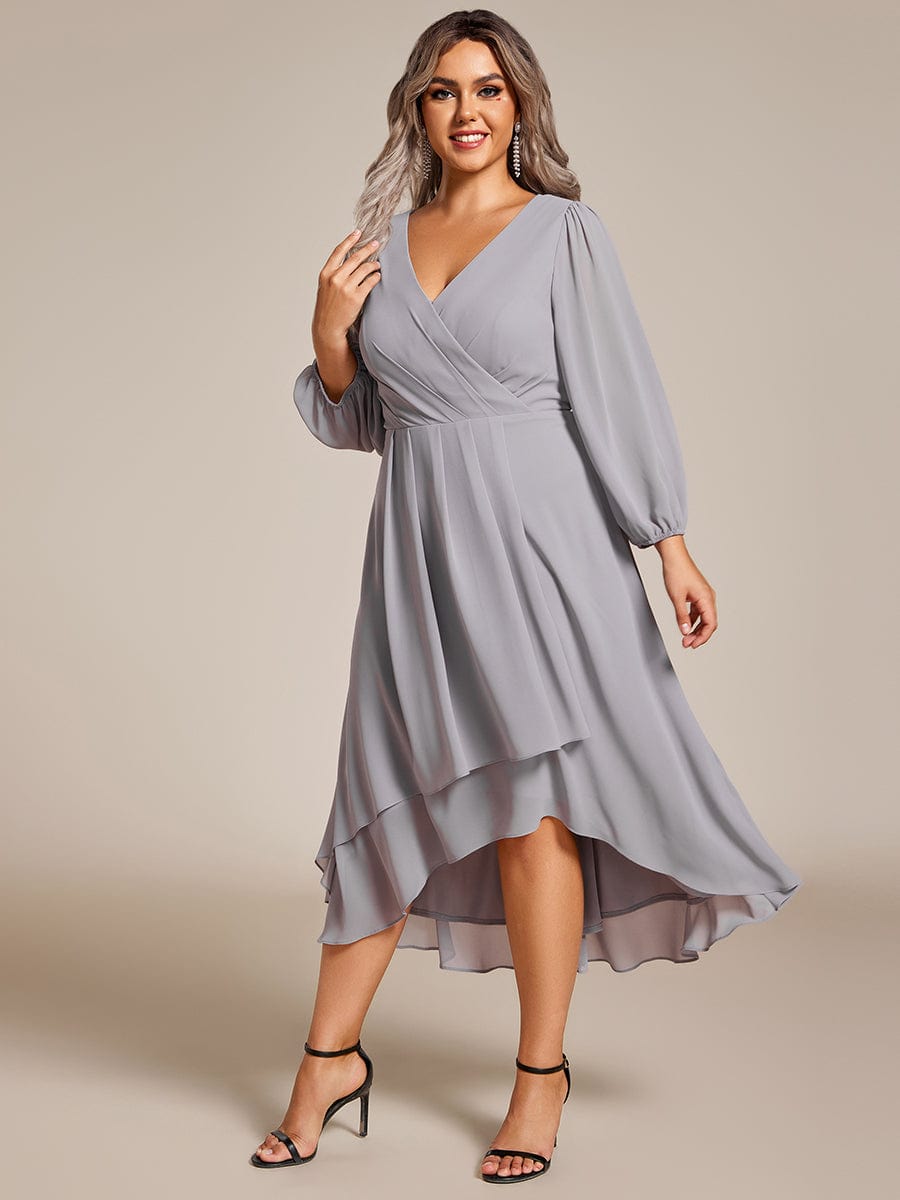 Regal Long Sleeve Empire Waist Chiffon Wedding Guest Dress