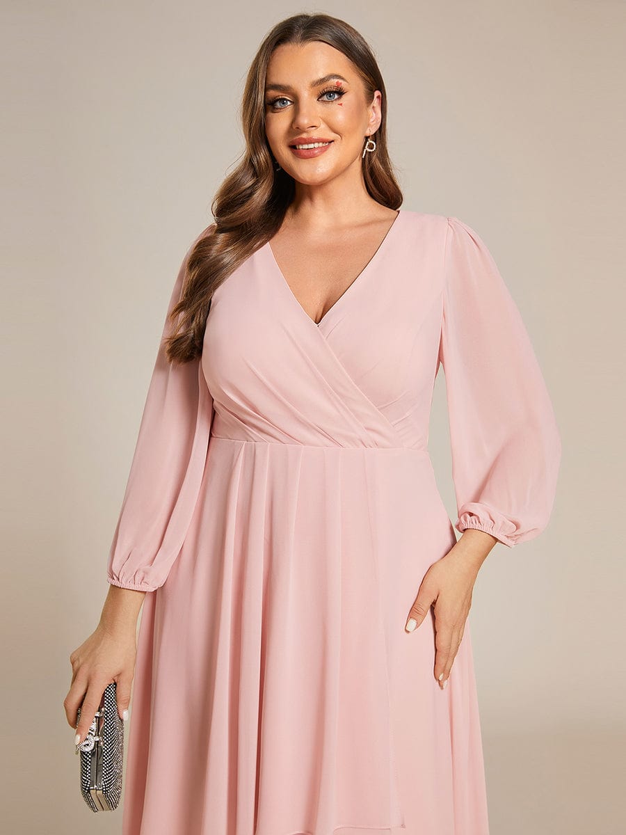 Regal Long Sleeve Empire Waist Chiffon Wedding Guest Dress