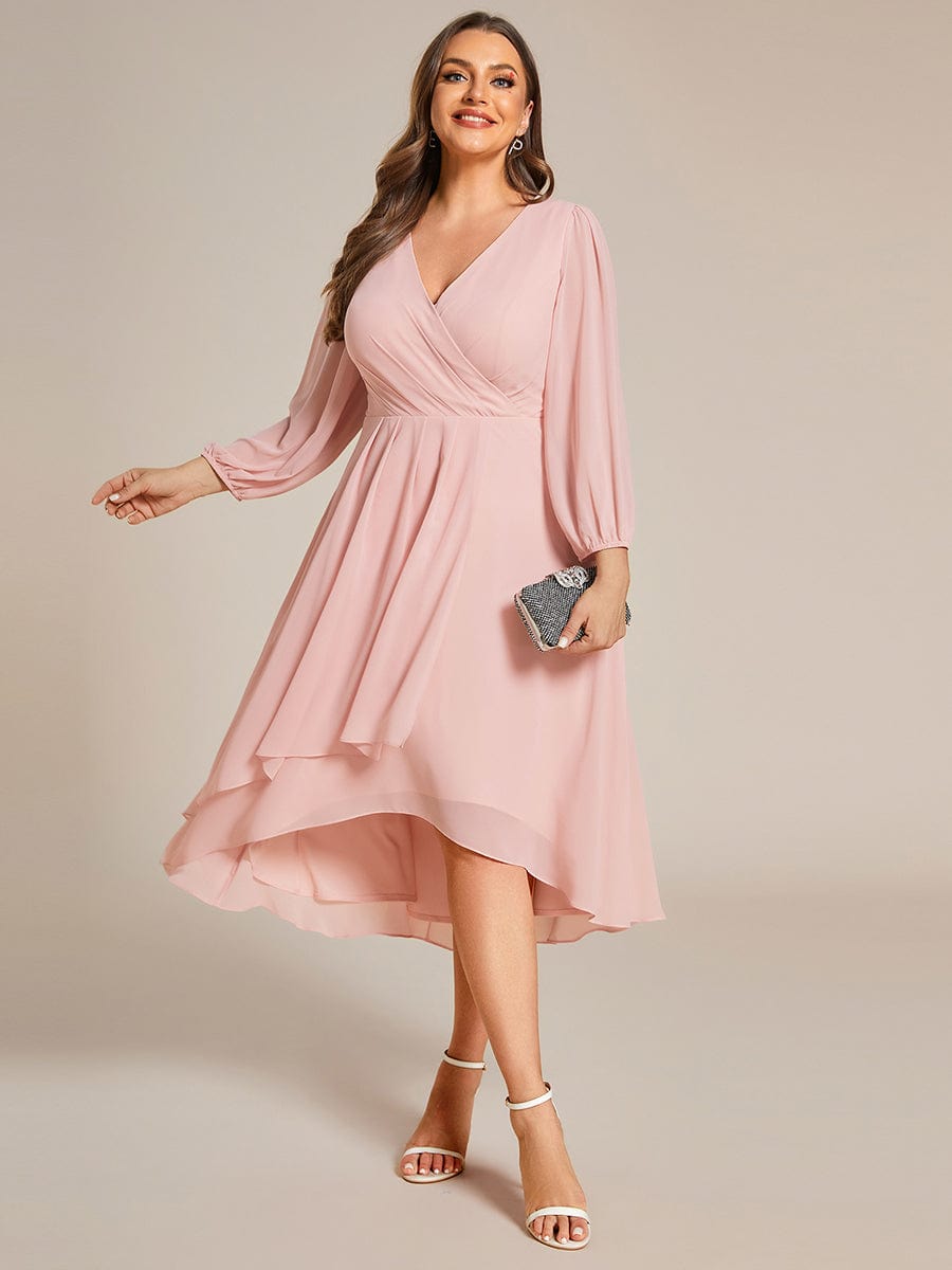Regal Long Sleeve Empire Waist Chiffon Wedding Guest Dress