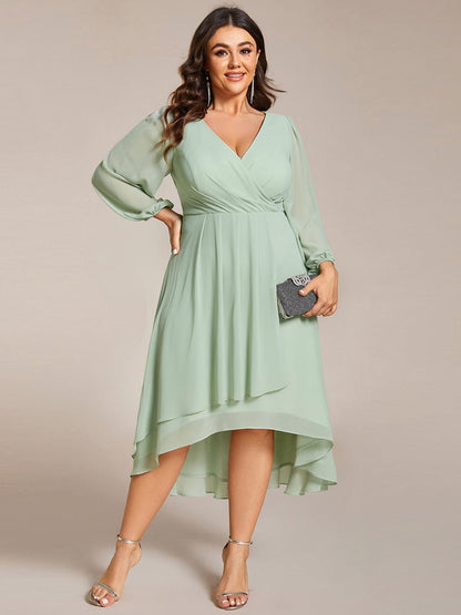 Regal Long Sleeve Empire Waist Chiffon Wedding Guest Dress