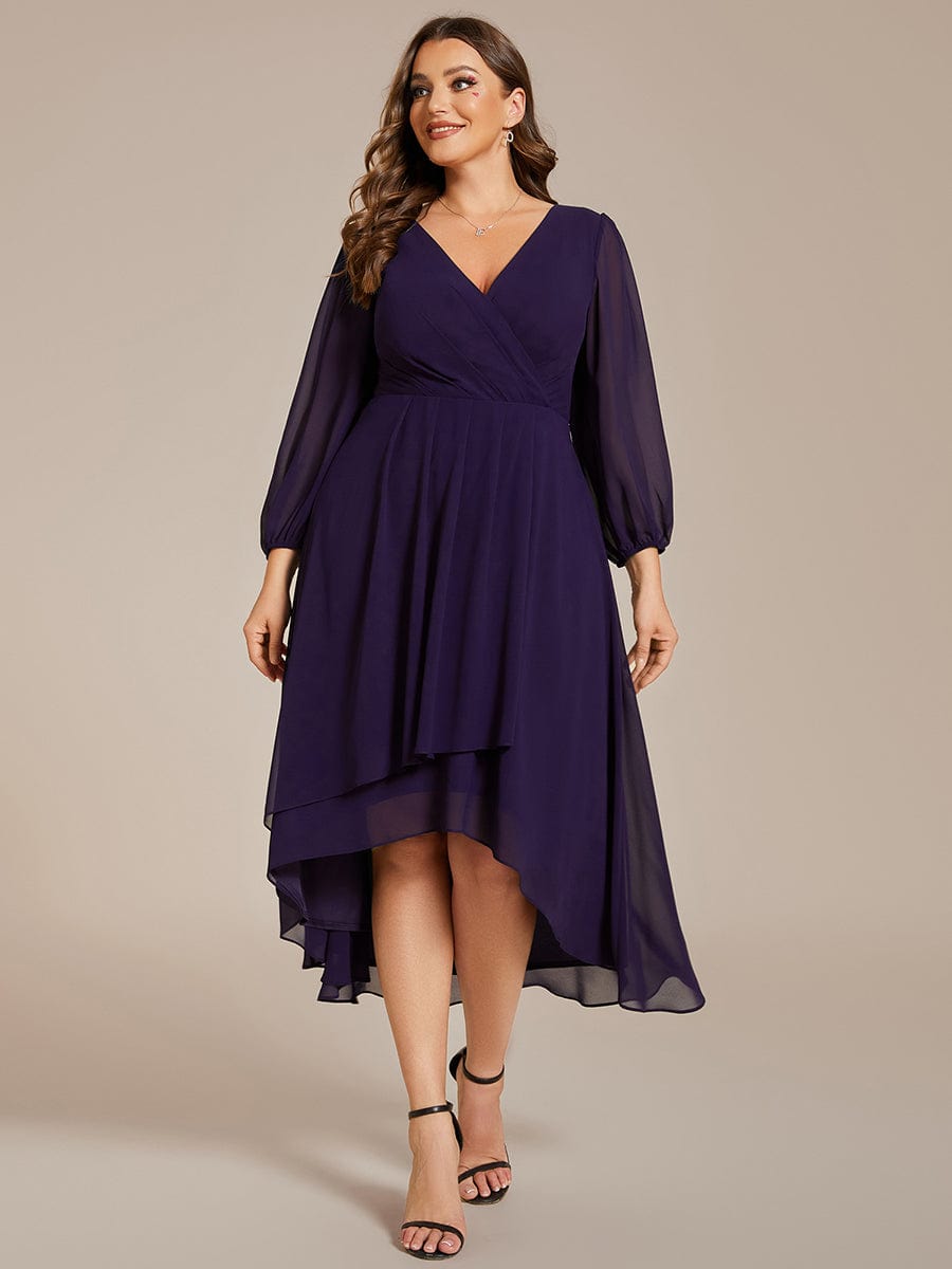 Regal Long Sleeve Empire Waist Chiffon Wedding Guest Dress