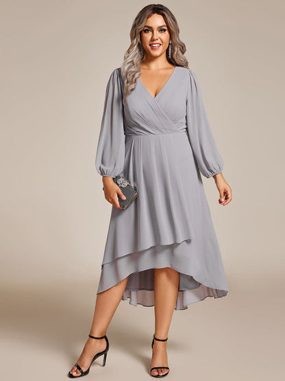 Regal Long Sleeve Empire Waist Chiffon Wedding Guest Dress