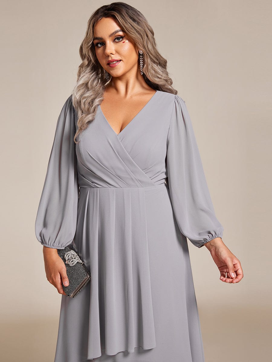 Regal Long Sleeve Empire Waist Chiffon Wedding Guest Dress