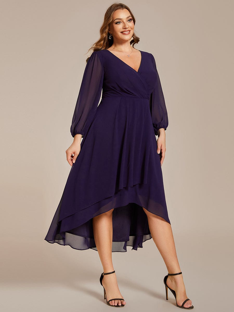 Regal Long Sleeve Empire Waist Chiffon Wedding Guest Dress