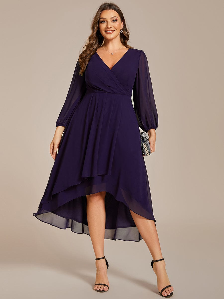 Regal Long Sleeve Empire Waist Chiffon Wedding Guest Dress