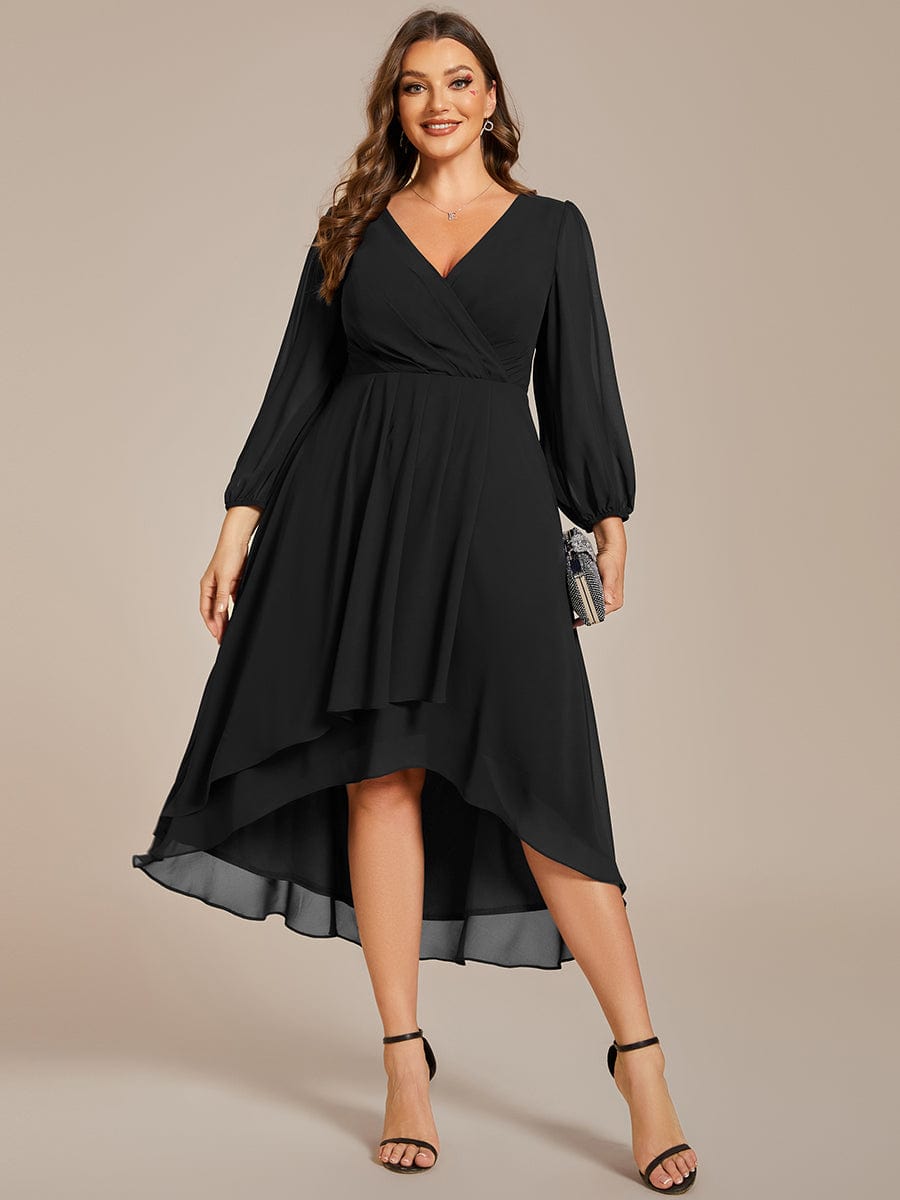 Regal Long Sleeve Empire Waist Chiffon Wedding Guest Dress