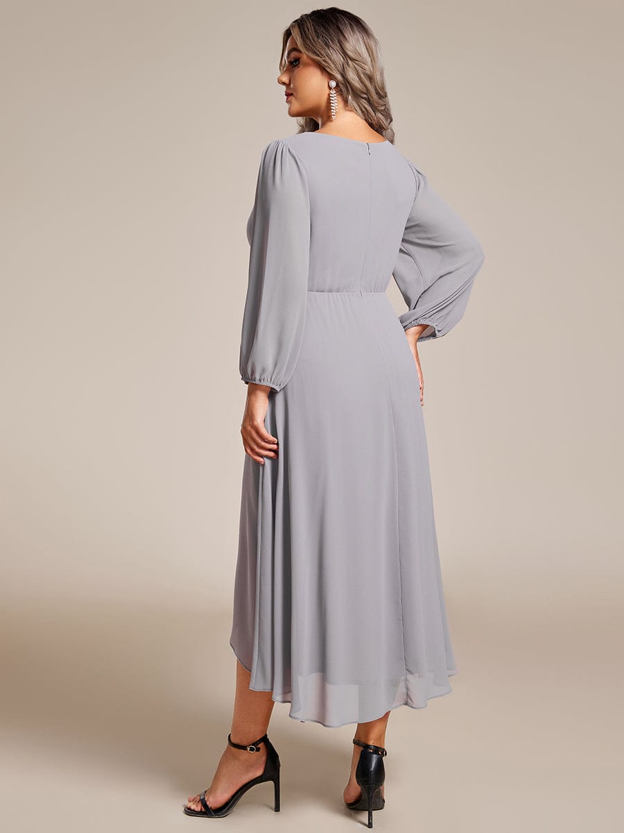 Regal Long Sleeve Empire Waist Chiffon Wedding Guest Dress