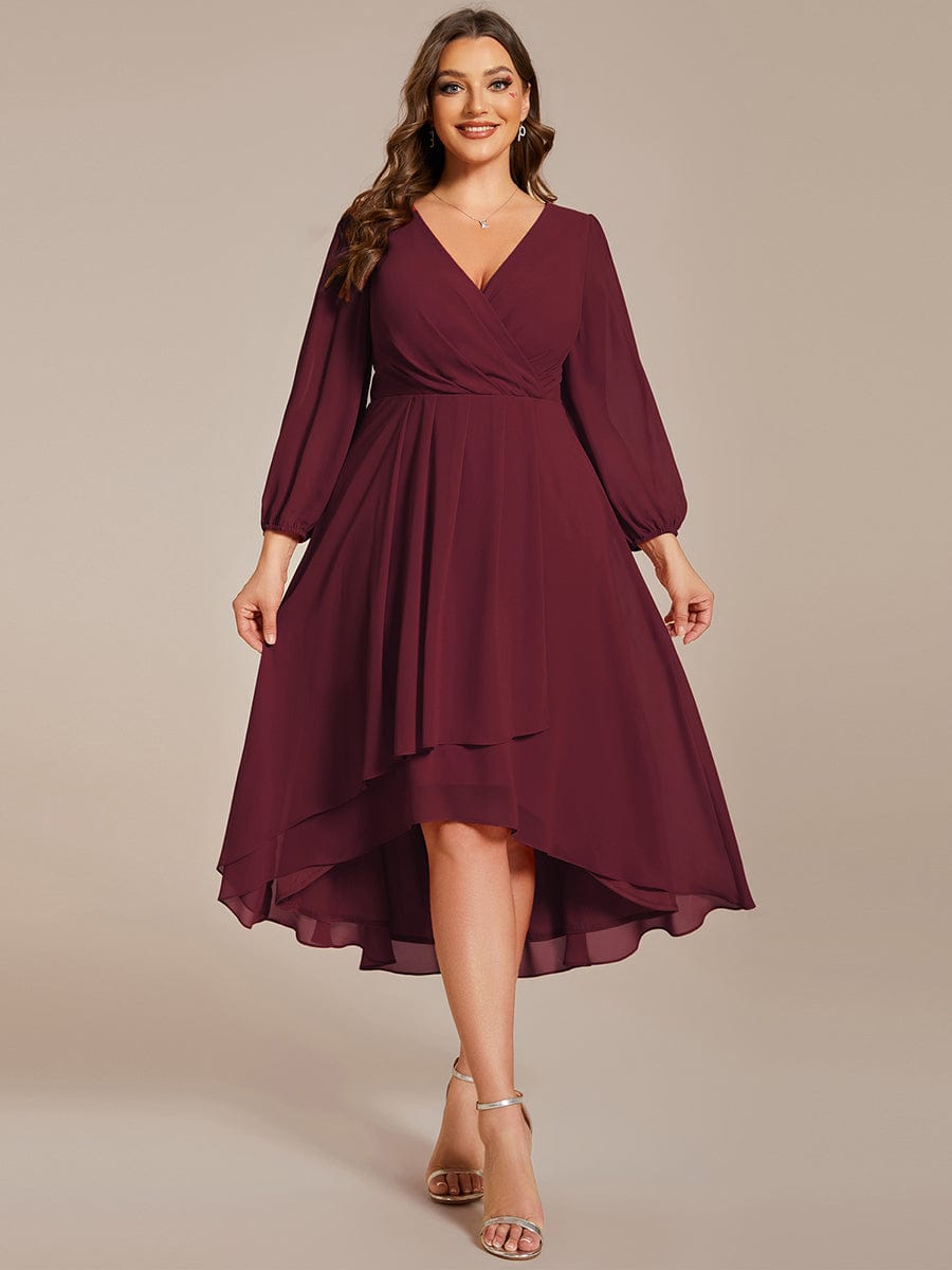Regal Long Sleeve Empire Waist Chiffon Wedding Guest Dress