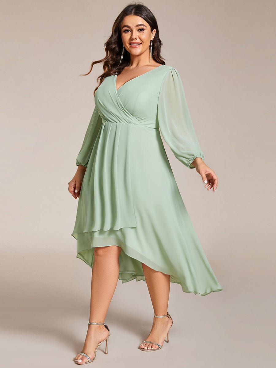 Regal Long Sleeve Empire Waist Chiffon Wedding Guest Dress