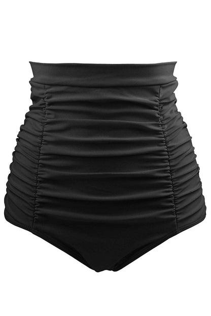Retro Black and Purple High Waist Swim Shorts