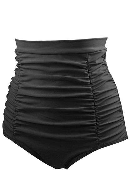 Retro Black and Purple High Waist Swim Shorts