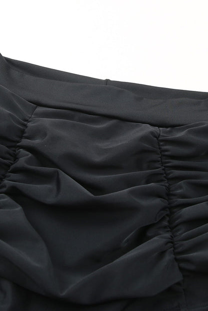 Retro Black and Purple High Waist Swim Shorts