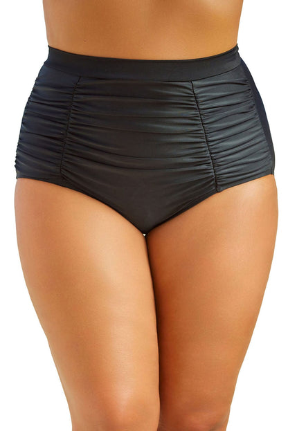 Retro Black and Purple High Waist Swim Shorts