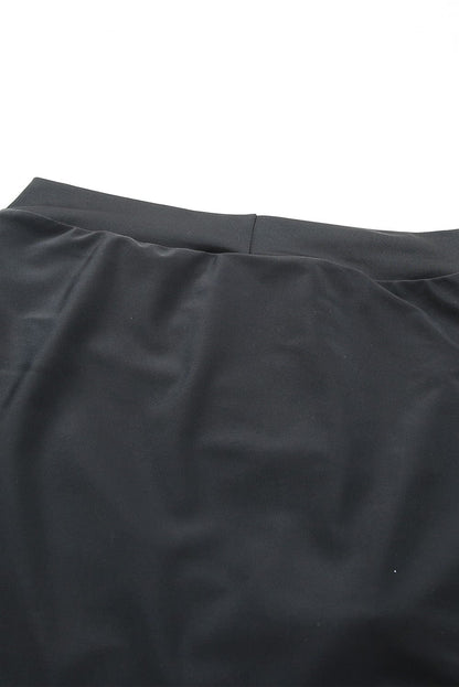 Retro Black and Purple High Waist Swim Shorts