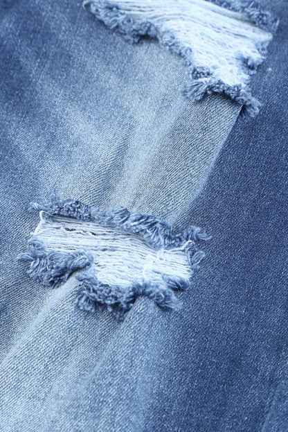 Retro Distressed Light Blue Wide Leg Jeans