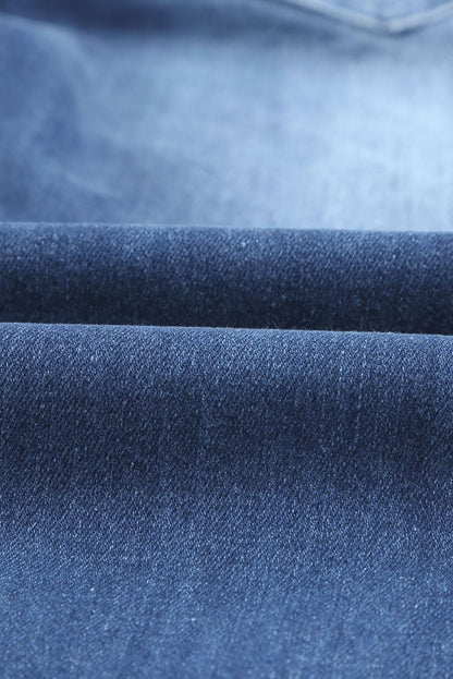 Retro Distressed Light Blue Wide Leg Jeans