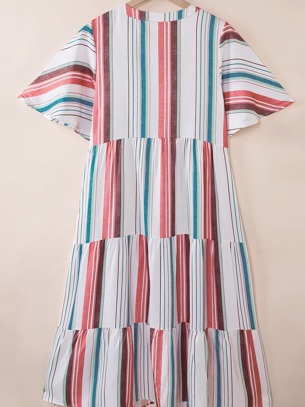 Retro Striped Midi Dress with Button Front