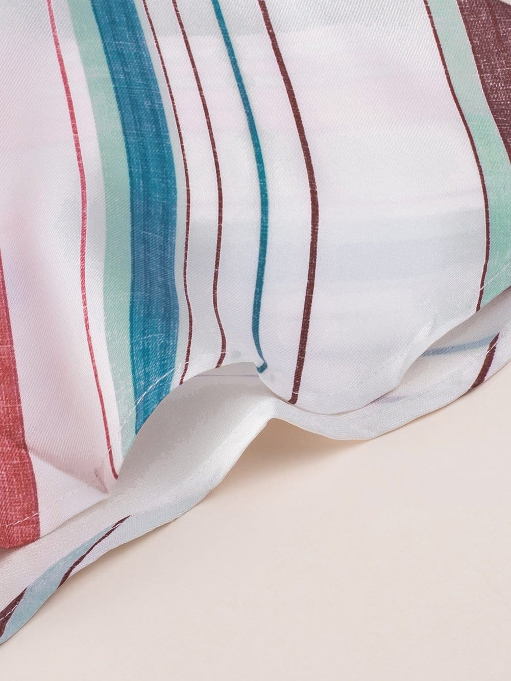 Retro Striped Midi Dress with Button Front