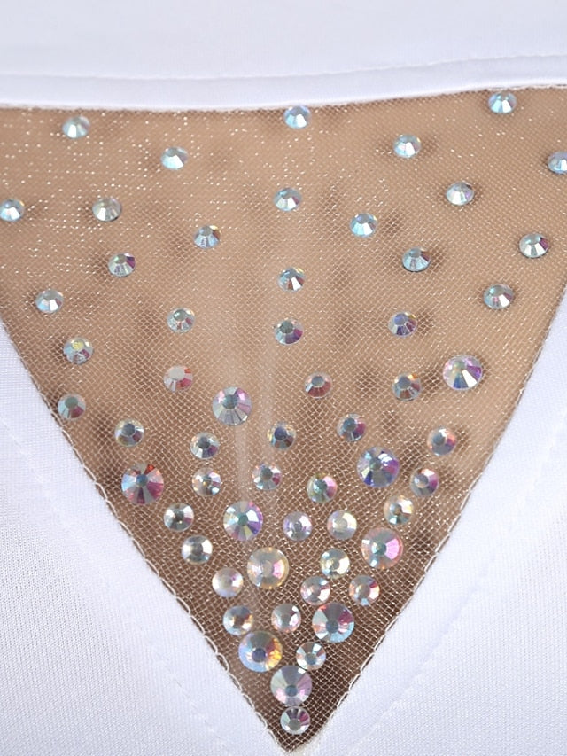 Jazz Leotard / Onesie Crystals / Rhinestones Women's Performance Long Sleeve Spandex - LuckyFash™
