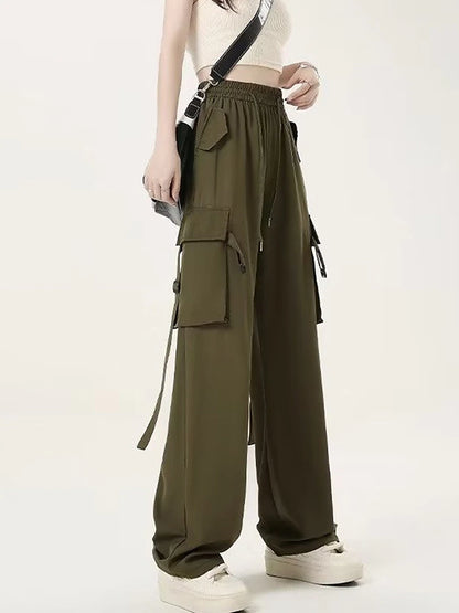 Women's Cargo Pants Polyester Plain Black Pink Fashion High Rise Full Length Street Daily Wear Fall Winter