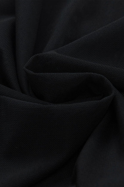 Rhinestone Embellished Black Mesh Party Top