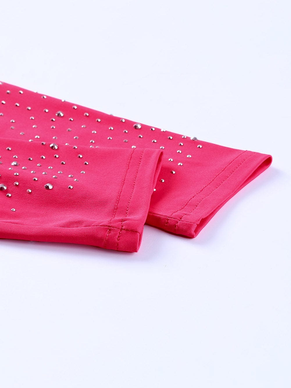 Rhinestone-Embellished Sheer Mesh Bodysuit with Rose Detail