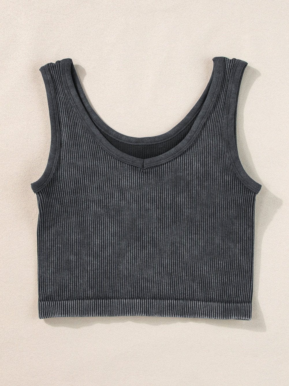 Ribbed Black Seamless Sleeveless Crop Top