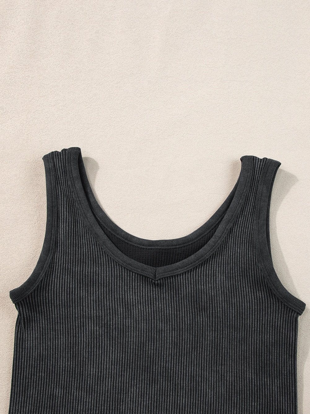 Ribbed Black Seamless Sleeveless Crop Top