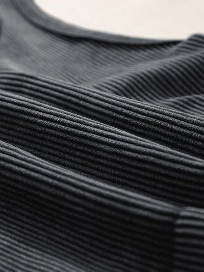 Ribbed Black Seamless Sleeveless Crop Top