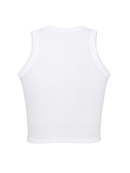 Ribbed Knit White Tank Top - Summer Essential