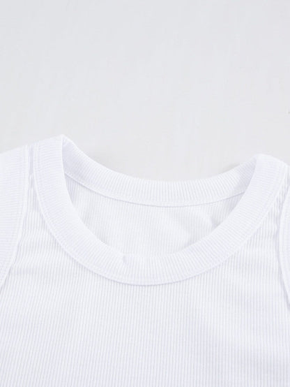 Ribbed Knit White Tank Top - Summer Essential