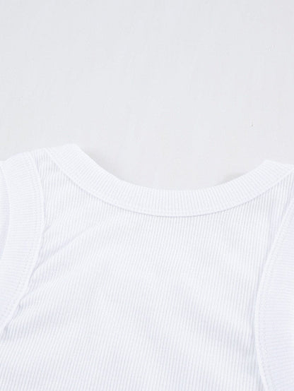 Ribbed Knit White Tank Top - Summer Essential