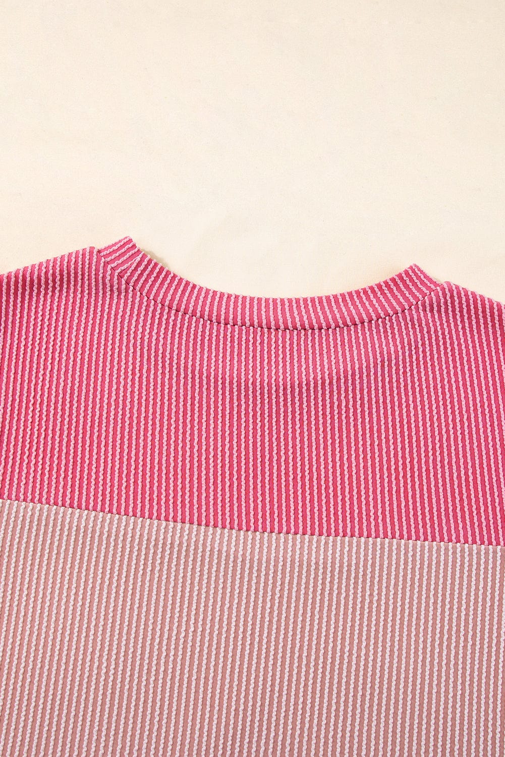 Ribbed Pink Colorblock Summer Tee