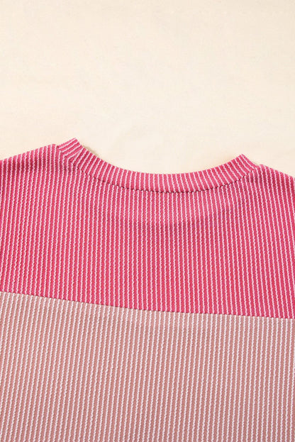 Ribbed Pink Colorblock Summer Tee