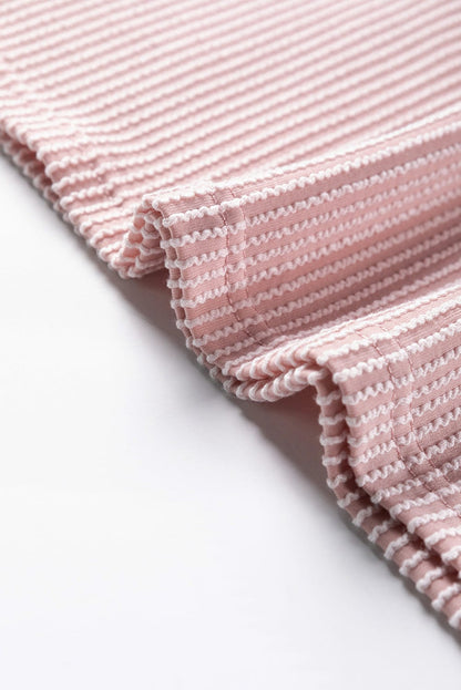 Ribbed Pink Colorblock Summer Tee