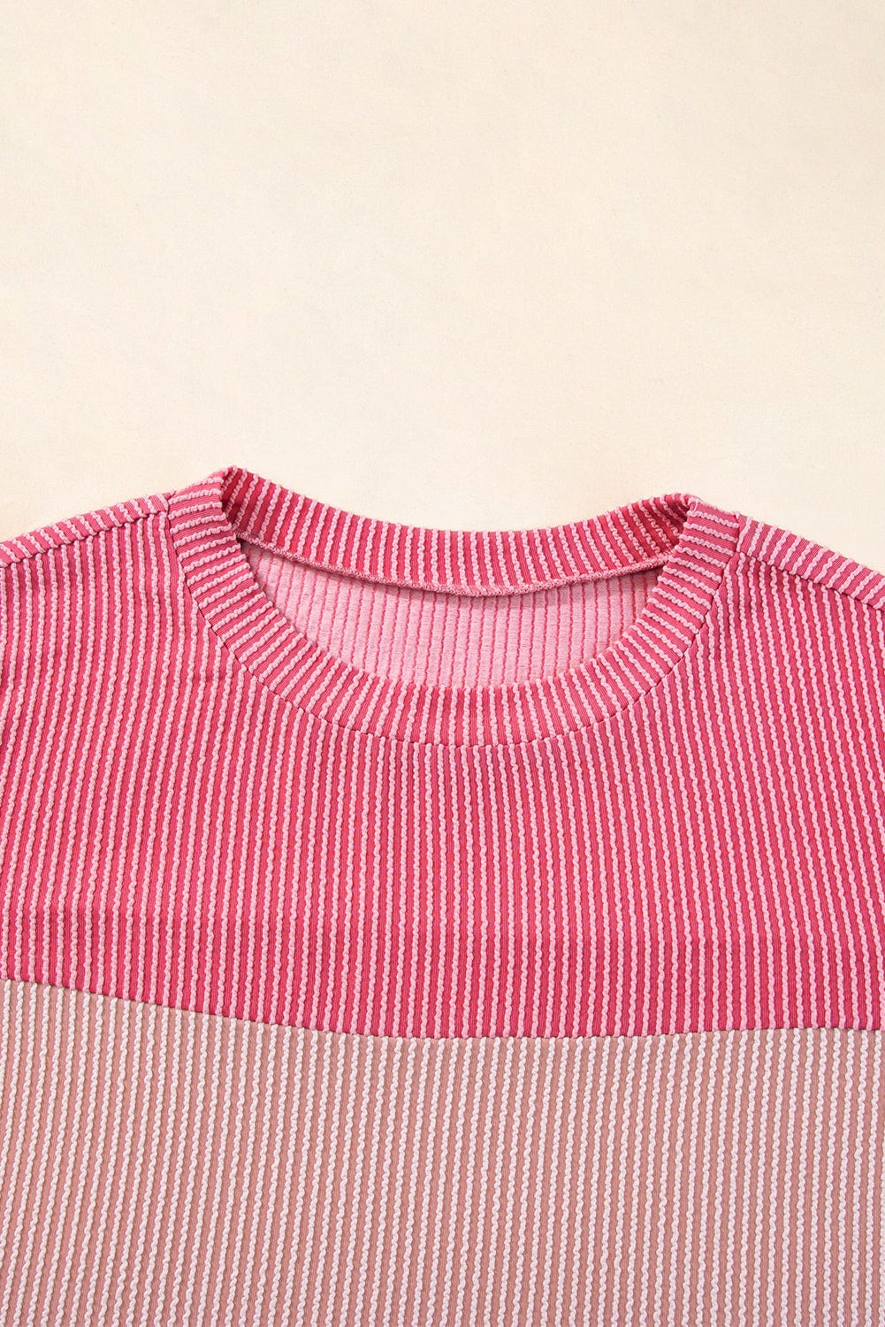 Ribbed Pink Colorblock Summer Tee