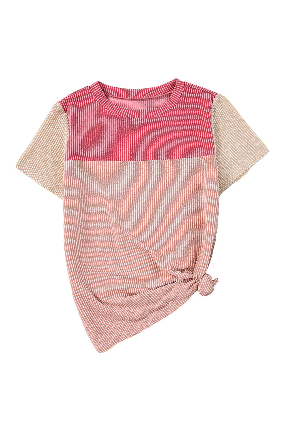 Ribbed Pink Colorblock Summer Tee