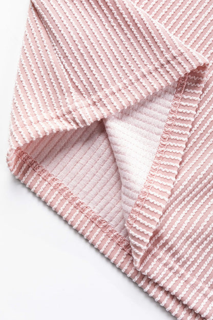 Ribbed Pink Colorblock Summer Tee