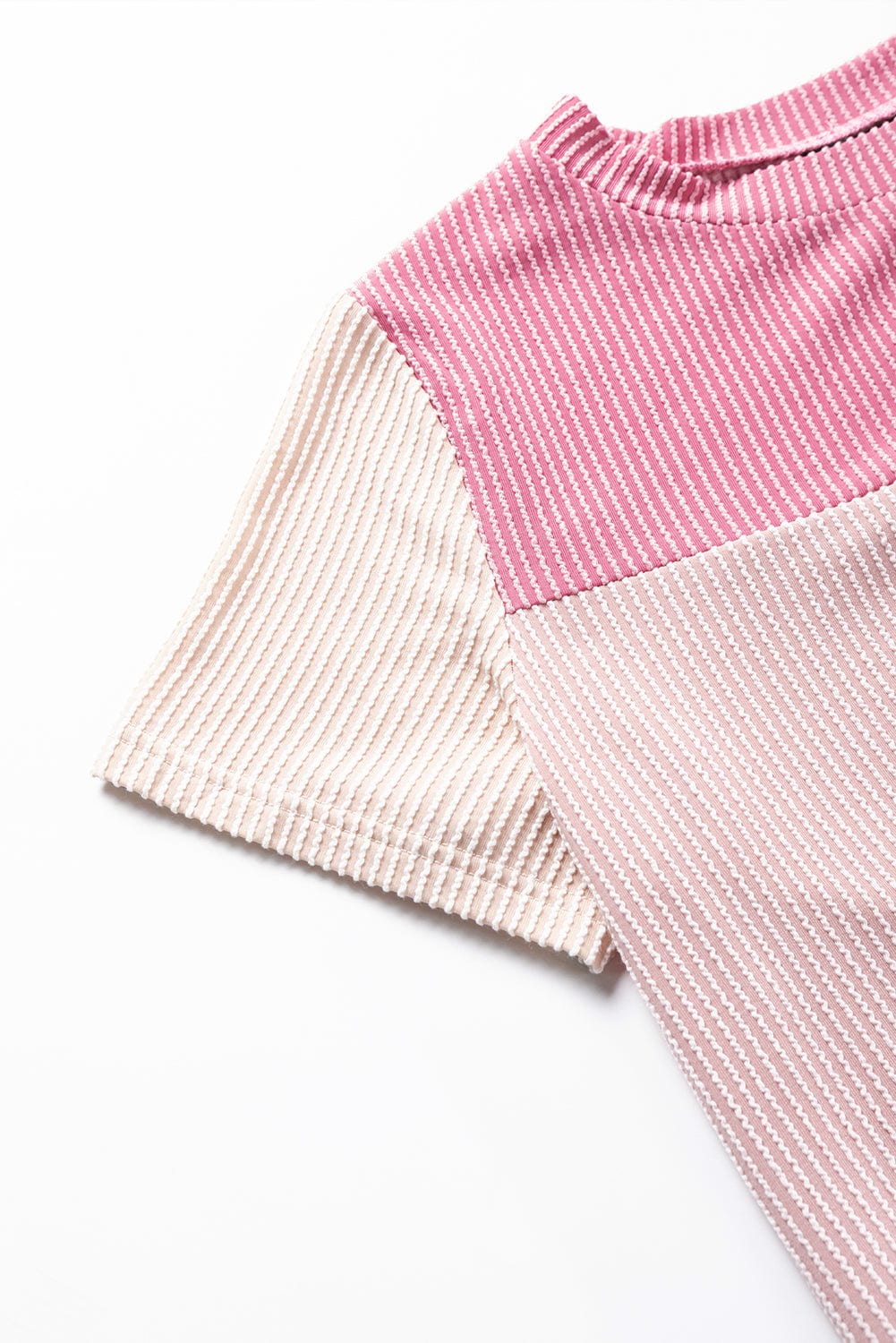 Ribbed Pink Colorblock Summer Tee