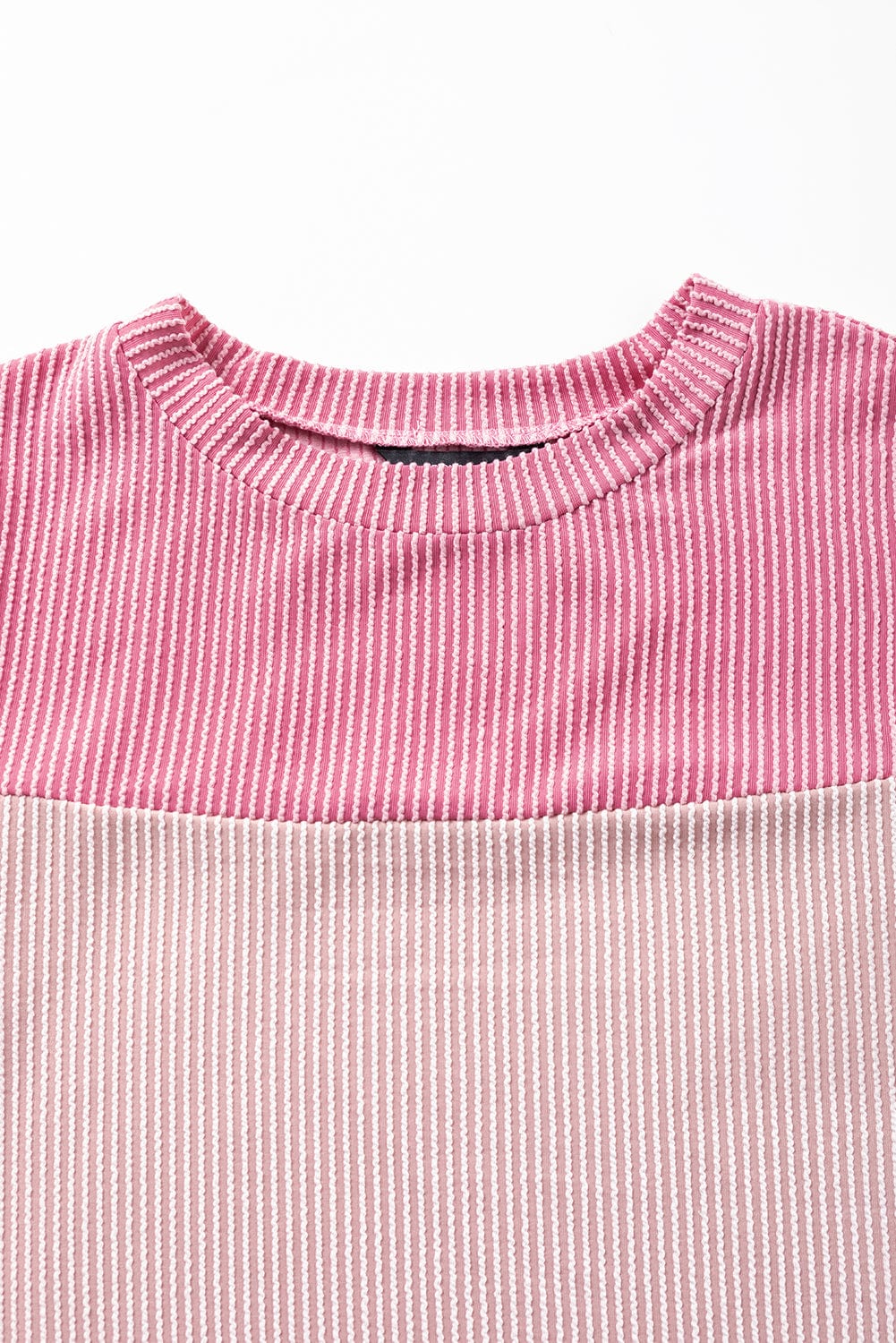 Ribbed Pink Colorblock Summer Tee