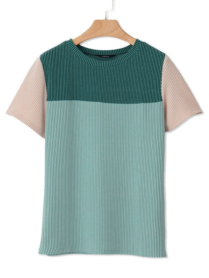 Ribbed Skobeloff Colorblock T-Shirt with Textured Detail