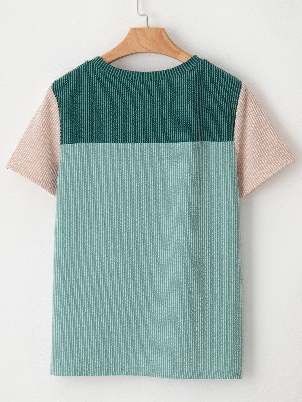 Ribbed Skobeloff Colorblock T-Shirt with Textured Detail