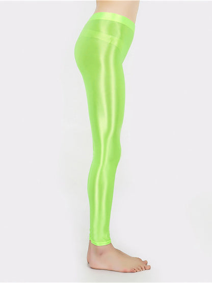 Women's Leggings Faux Leather Plain claret Robin's Egg Blue Active High Waist Ankle-Length Outdoor Yoga Fall Winter